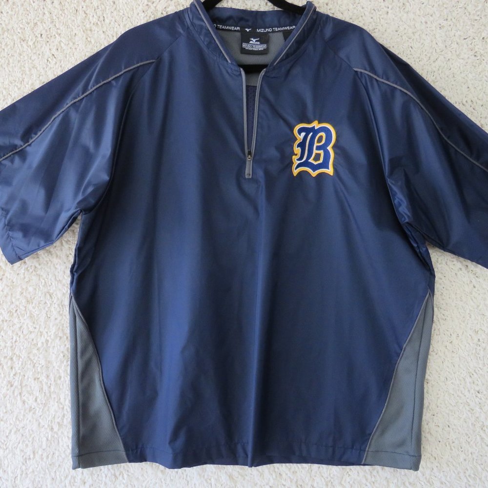 Mizuno* Men's Short Sleeve 1/4 Zipper Front Pull-Over Windbreaker~ Size‎ Large